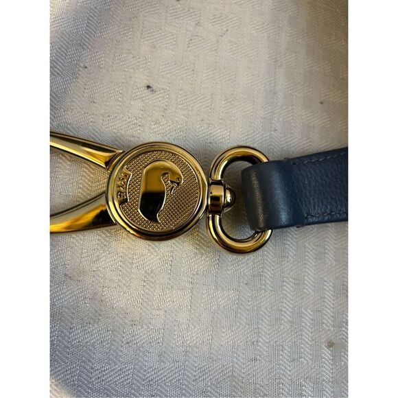 Dooney & Bourke Belvedere & Dust bag gold hook blue leather shoulder bag purse ( - Picture 12 of 16